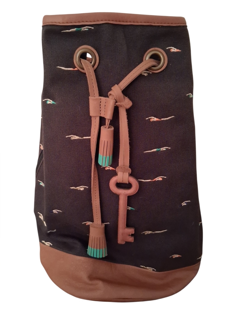 MAKE AN OFFER ! FOSSIL Mini-Sling Bucket Bag Real Leather & Canvas